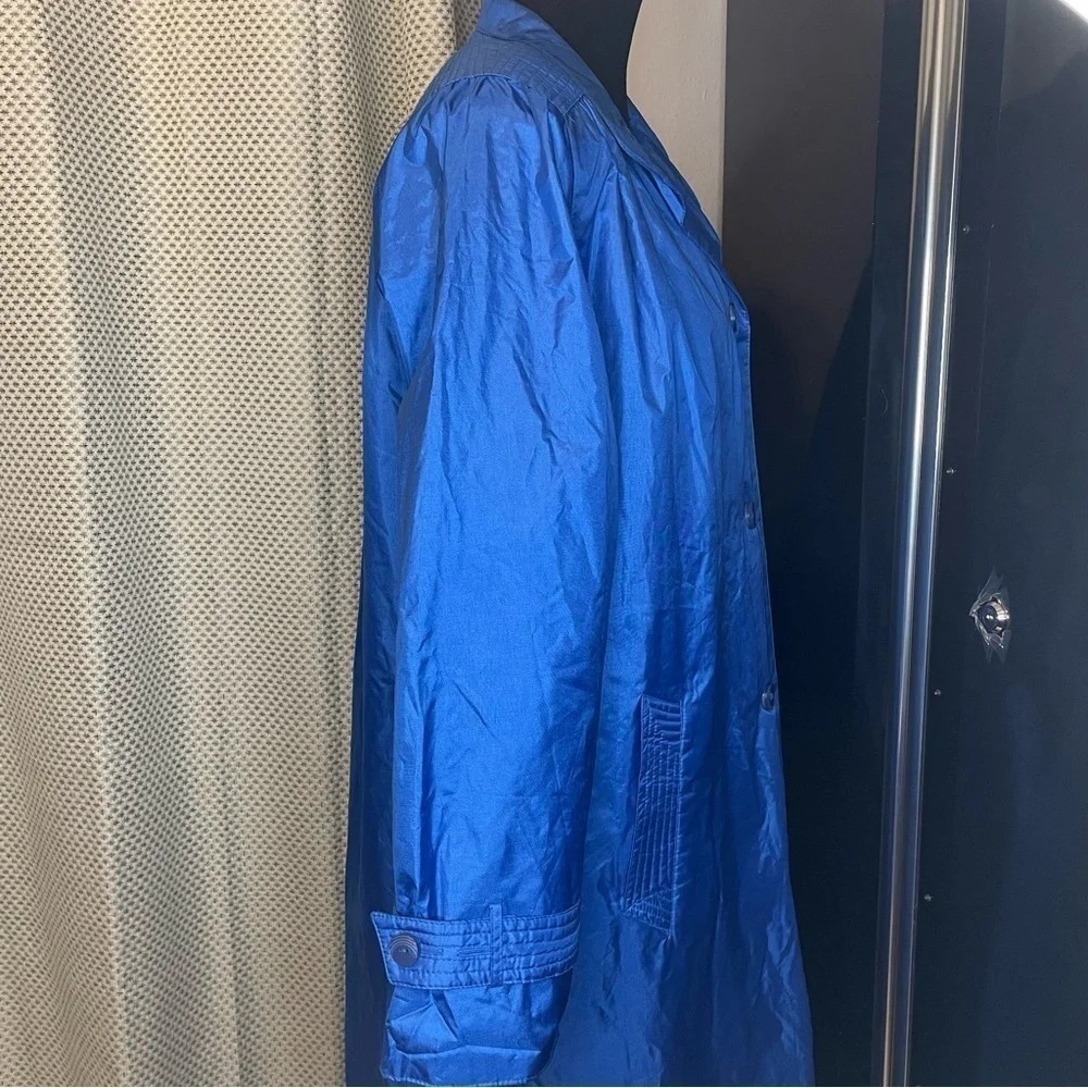 Vintage Electric Blue Oversized‎ Lined Trench Coat Chiango by Fleet Street sz 12